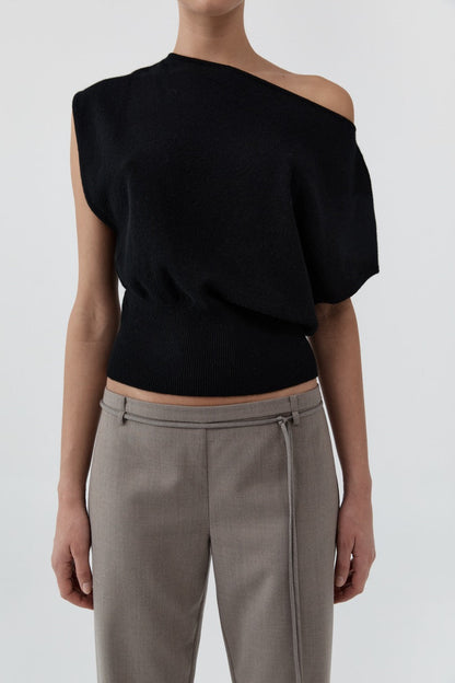 St Agni | Cashmere Asymm Top - Black