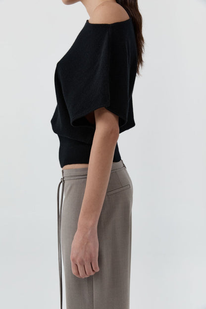St Agni | Cashmere Asymm Top - Black