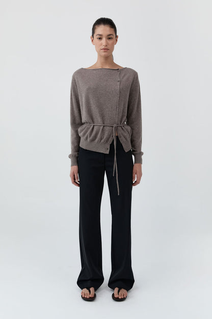 St Agni | Cashmere Asymm Cardigan - Vapor