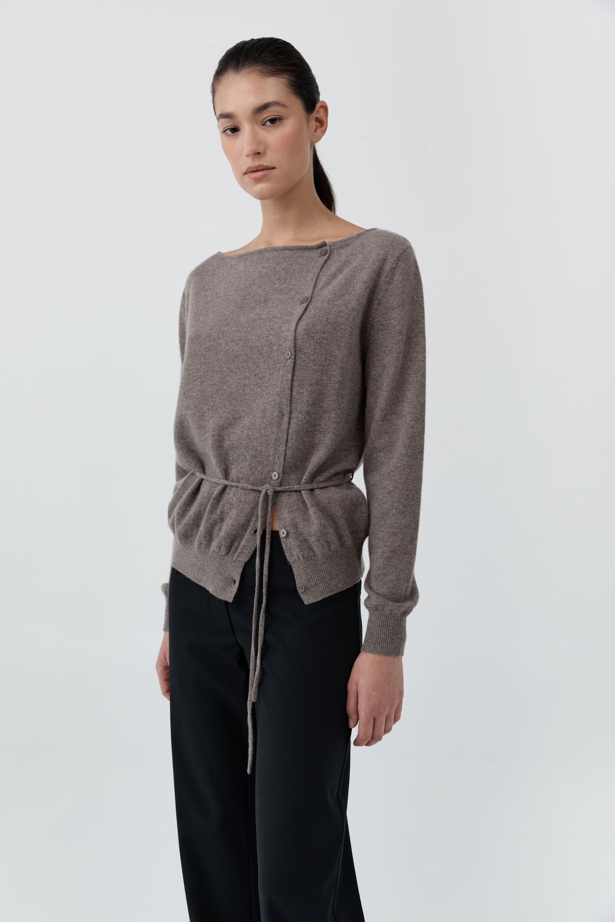St Agni | Cashmere Asymm Cardigan - Vapor