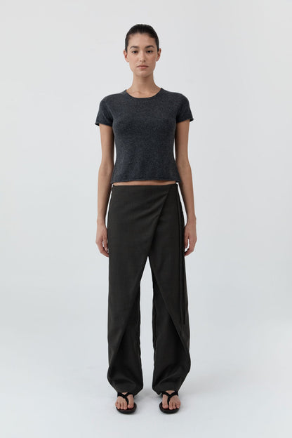 St Agni | Fine Merino Wool Baby Tee - Charcoal Melange