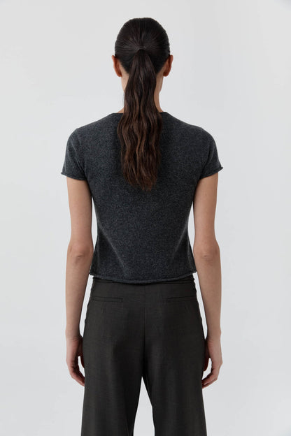 St Agni | Fine Merino Wool Baby Tee - Charcoal Melange