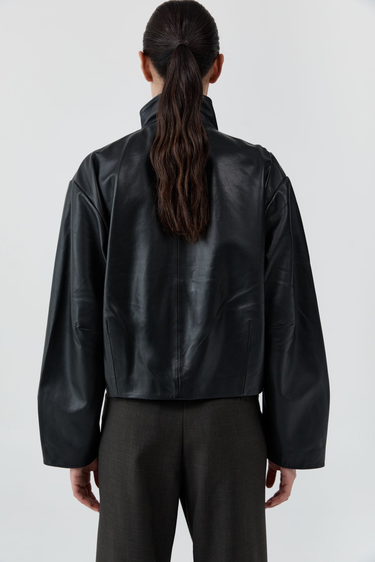 St Agni | Cocoon Zip Leather Jacket - Black