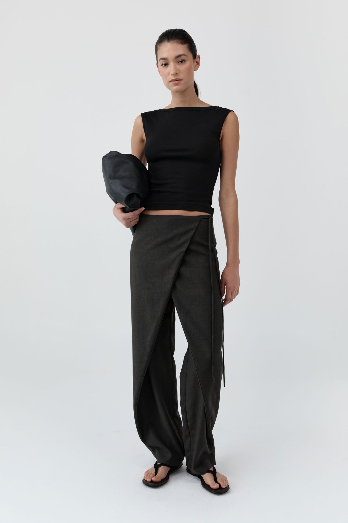 St Agni | Wrap Rouleau Pants - Umber