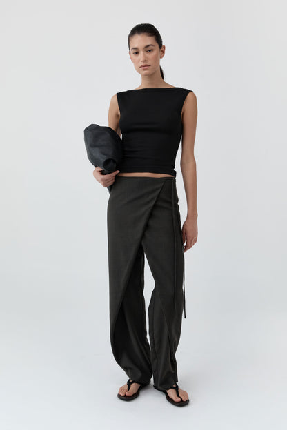 St Agni | Wrap Rouleau Pants - Umber