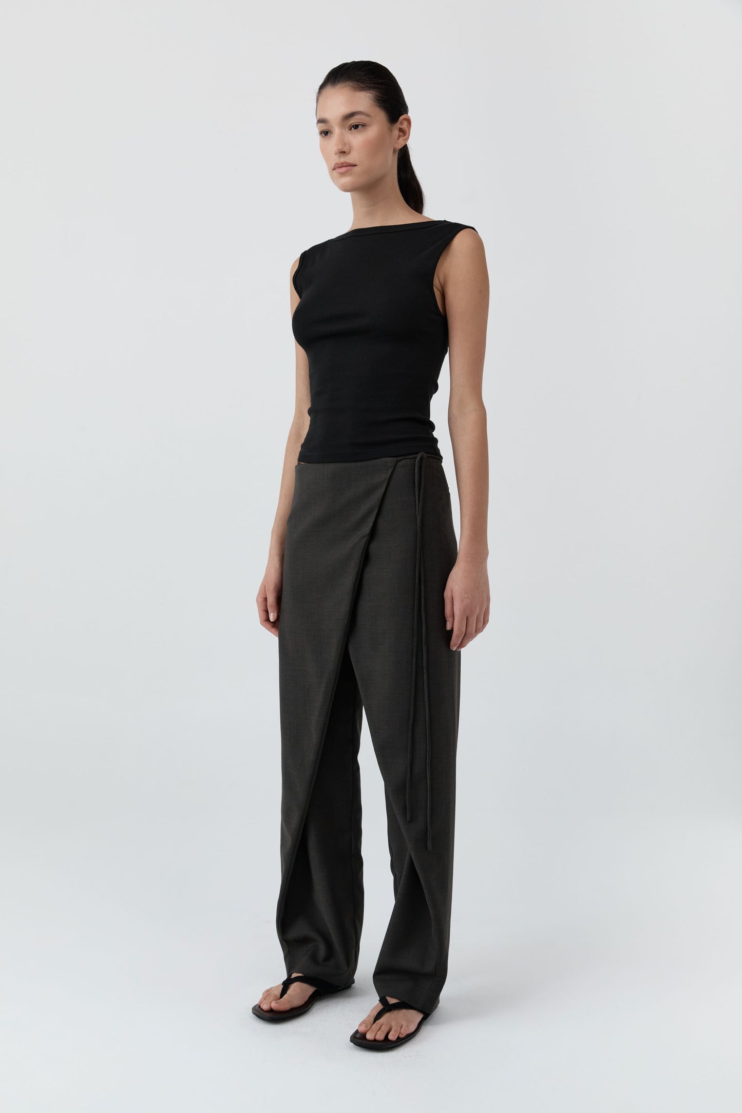 St Agni | Wrap Rouleau Pants - Umber