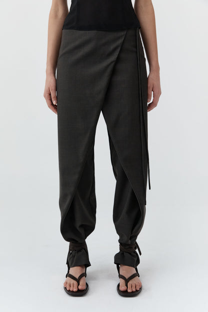 St Agni | Wrap Rouleau Pants - Umber