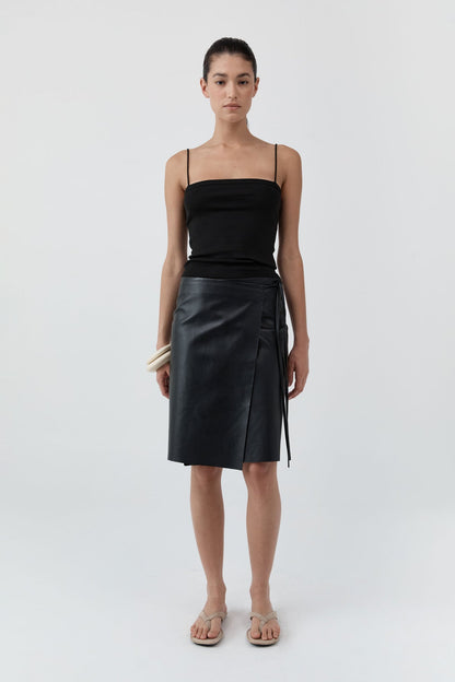 St Agni | Organic Cotton Square Neck Cami - Jet Black