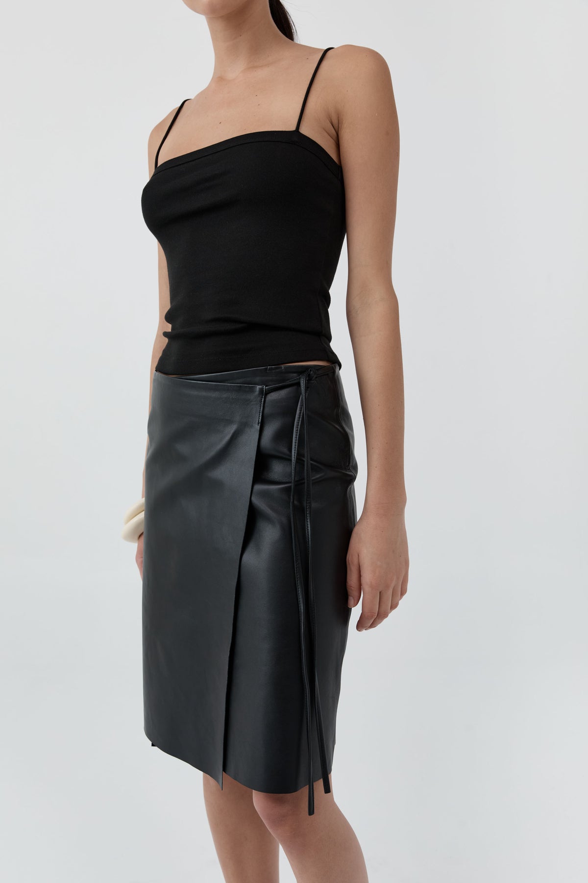 St Agni | Organic Cotton Square Neck Cami - Jet Black