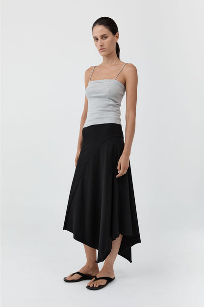 St Agni | Asymm Drape Skirt - Black