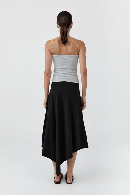 St Agni | Asymm Drape Skirt - Black