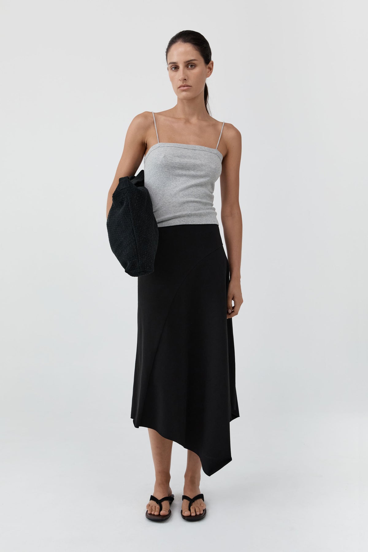 St Agni | Asymm Drape Skirt - Black