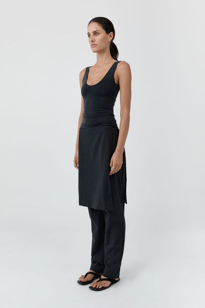 St Agni | Wool Sarong Pants - Dark Graphite