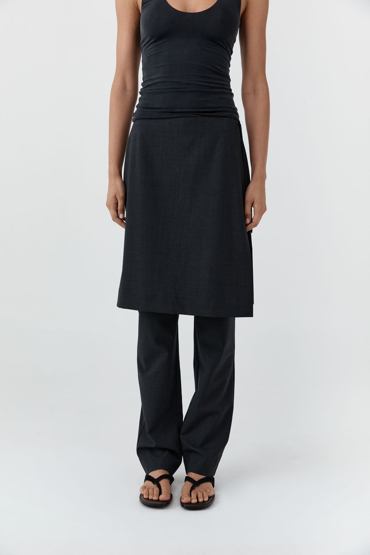 St Agni | Wool Sarong Pants - Dark Graphite