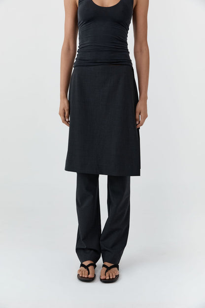 St Agni | Wool Sarong Pants - Dark Graphite
