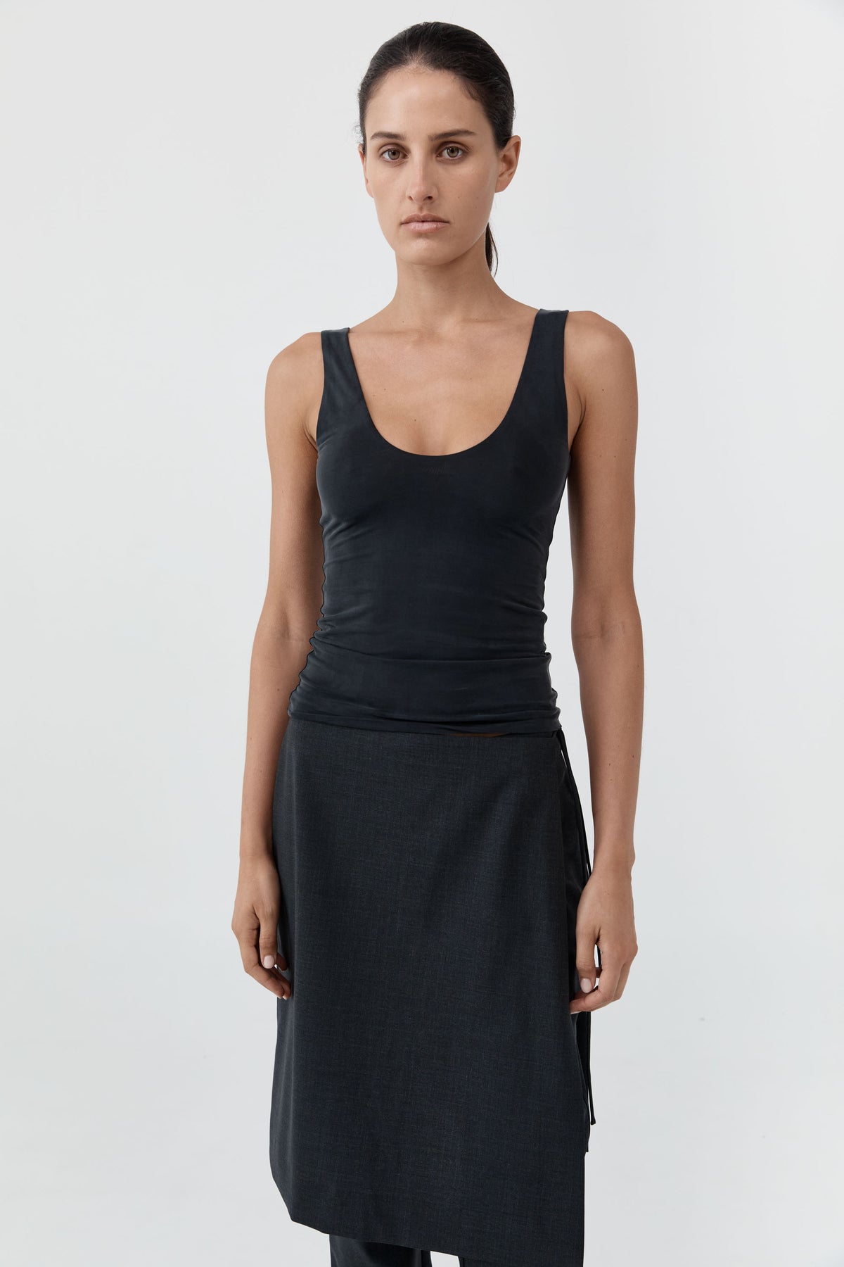 St Agni | Wool Sarong Pants - Dark Graphite