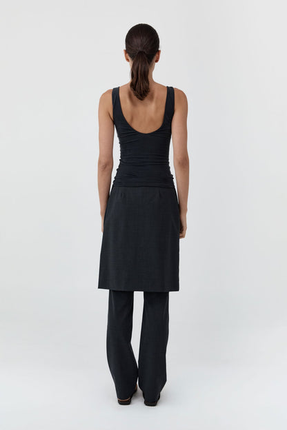 St Agni | Wool Sarong Pants - Dark Graphite