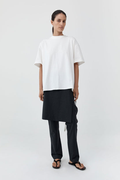 St Agni | Cotton Jersey Split Back Tee - Off White