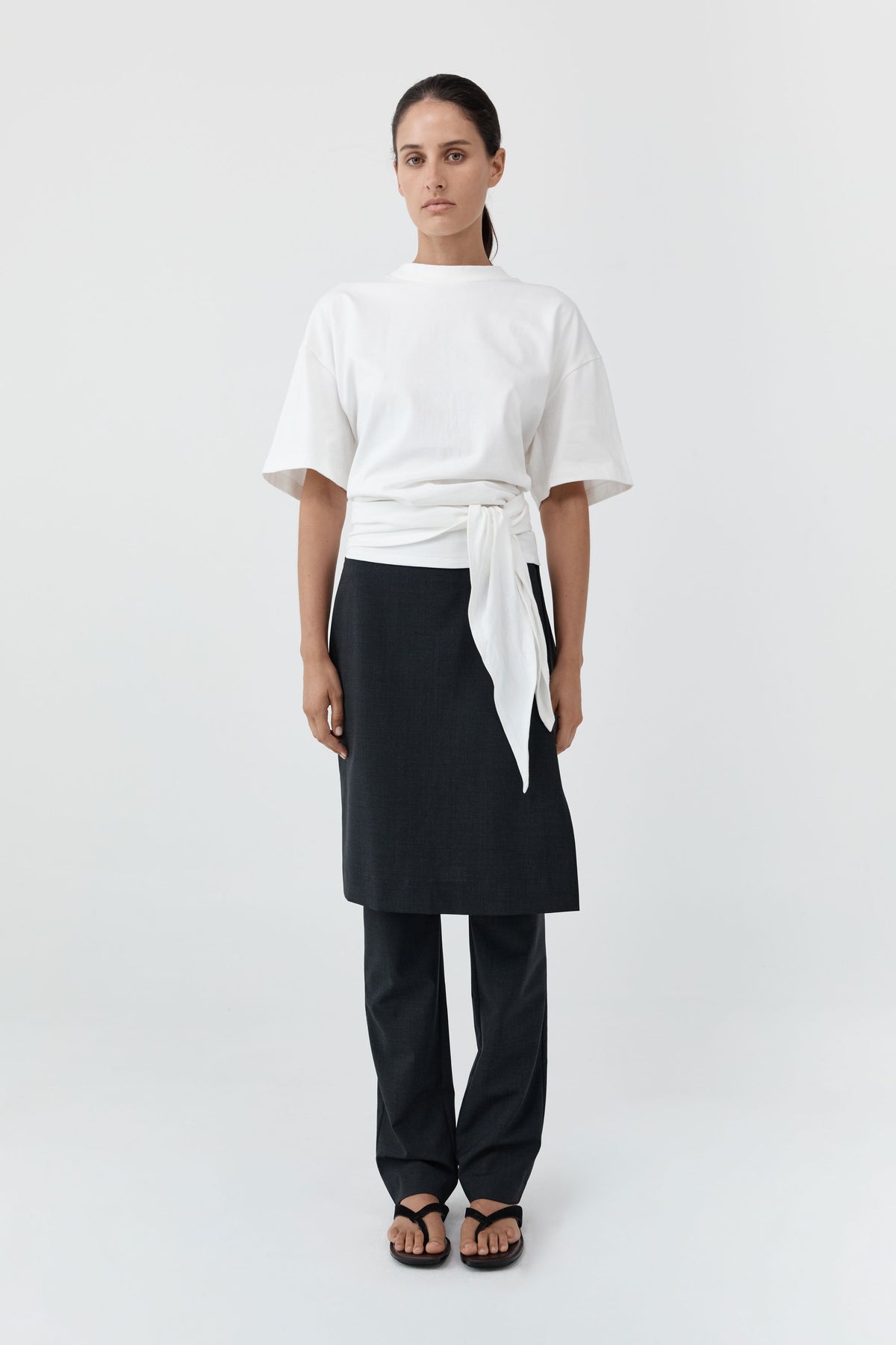 St Agni | Cotton Jersey Split Back Tee - Off White
