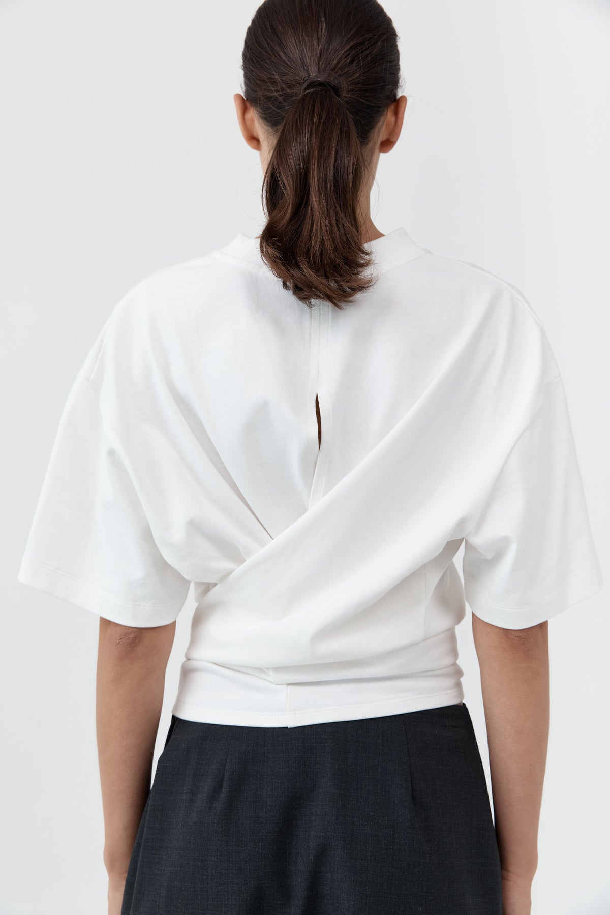 St Agni | Cotton Jersey Split Back Tee - Off White