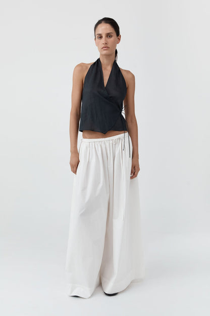 St Agni | Cotton Hybrid Wide Leg Pants - Off White