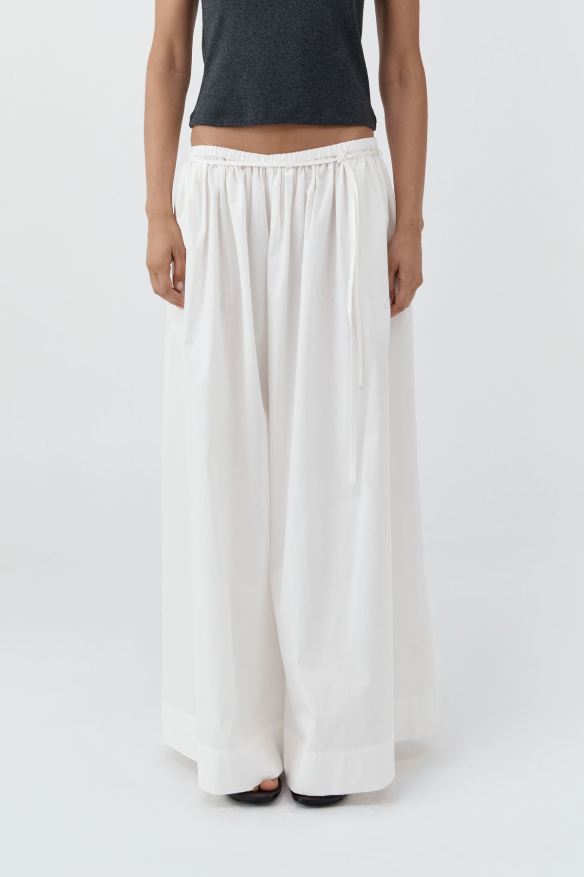 St Agni | Cotton Hybrid Wide Leg Pants - Off White