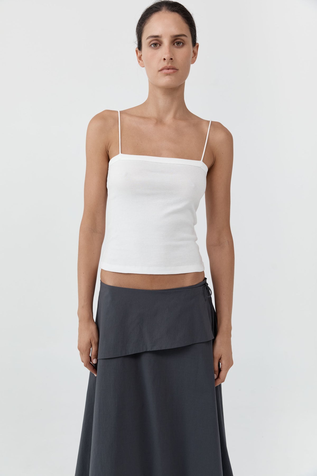 St Agni | Organic Cotton Square Neck Cami - White