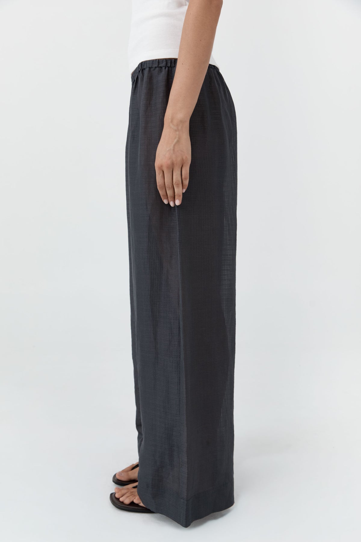 St Agni | Woven Check Relaxed Pants - Iron Glaze