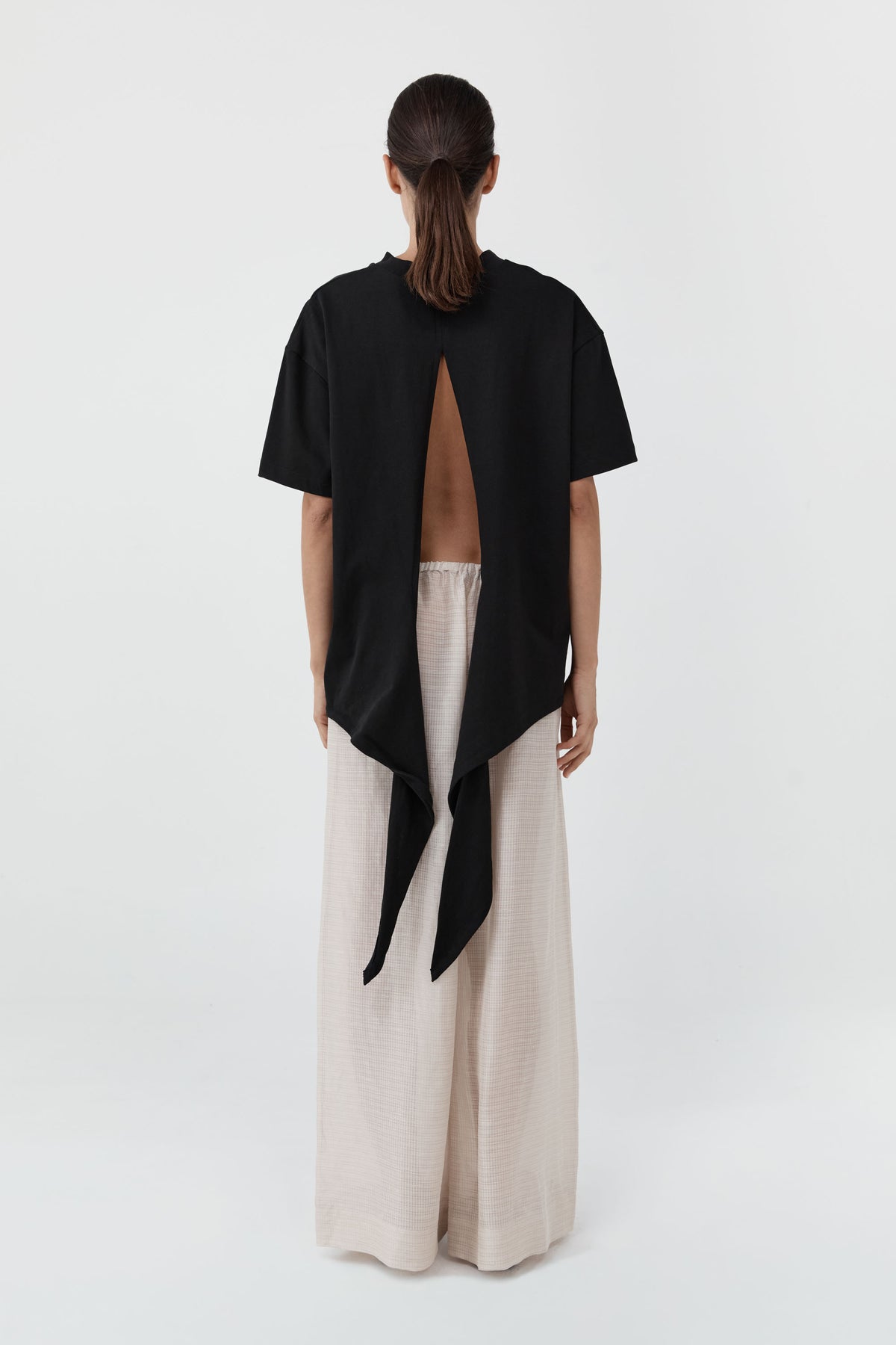 St Agni | Cotton Jersey Split Back Tee - Black