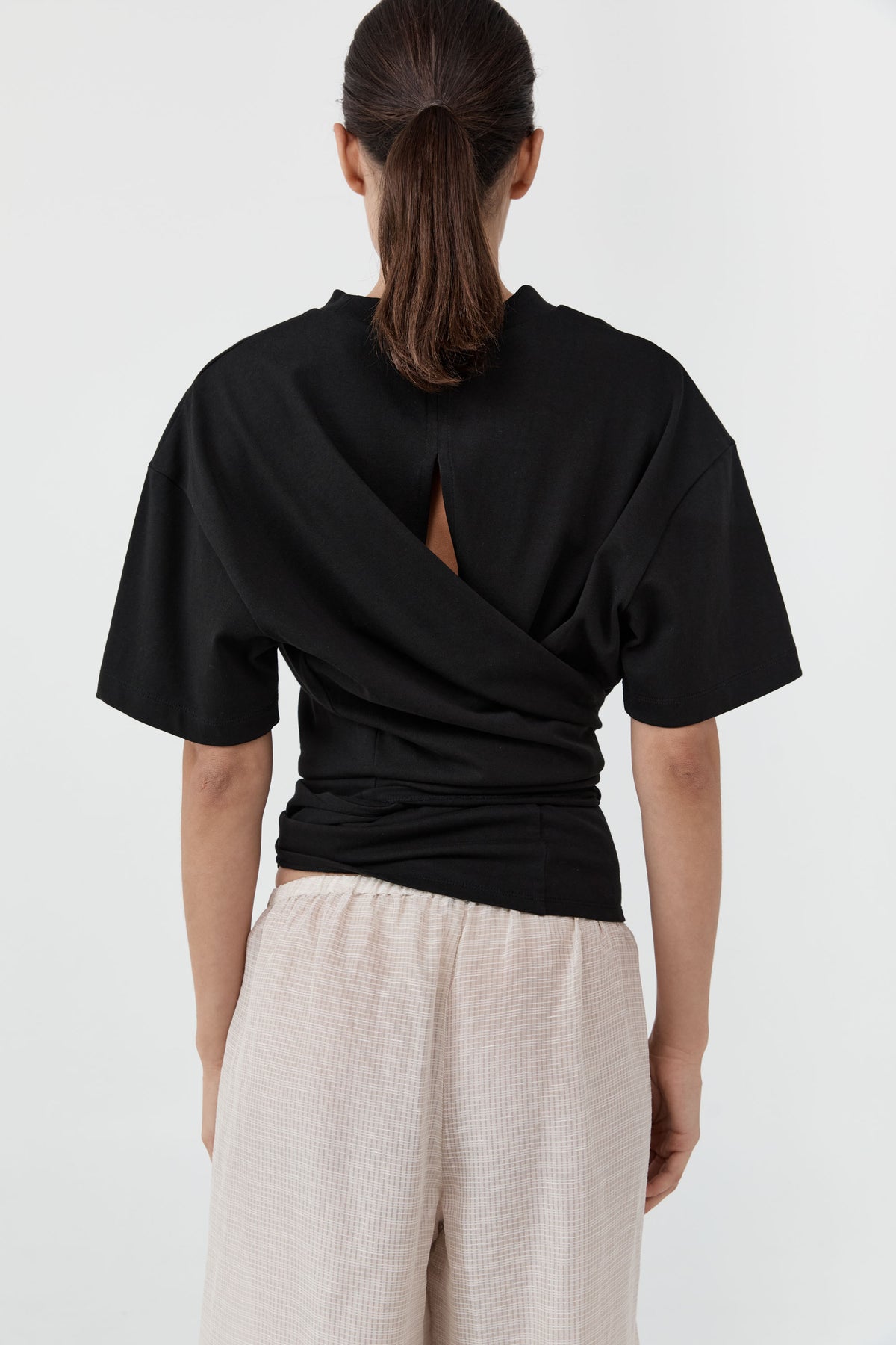 St Agni | Cotton Jersey Split Back Tee - Black