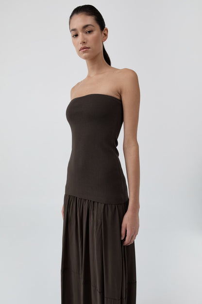 St Agni | Strapless Balloon Hem Dress - Cedar