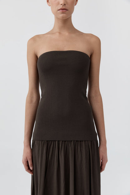 St Agni | Strapless Balloon Hem Dress - Cedar