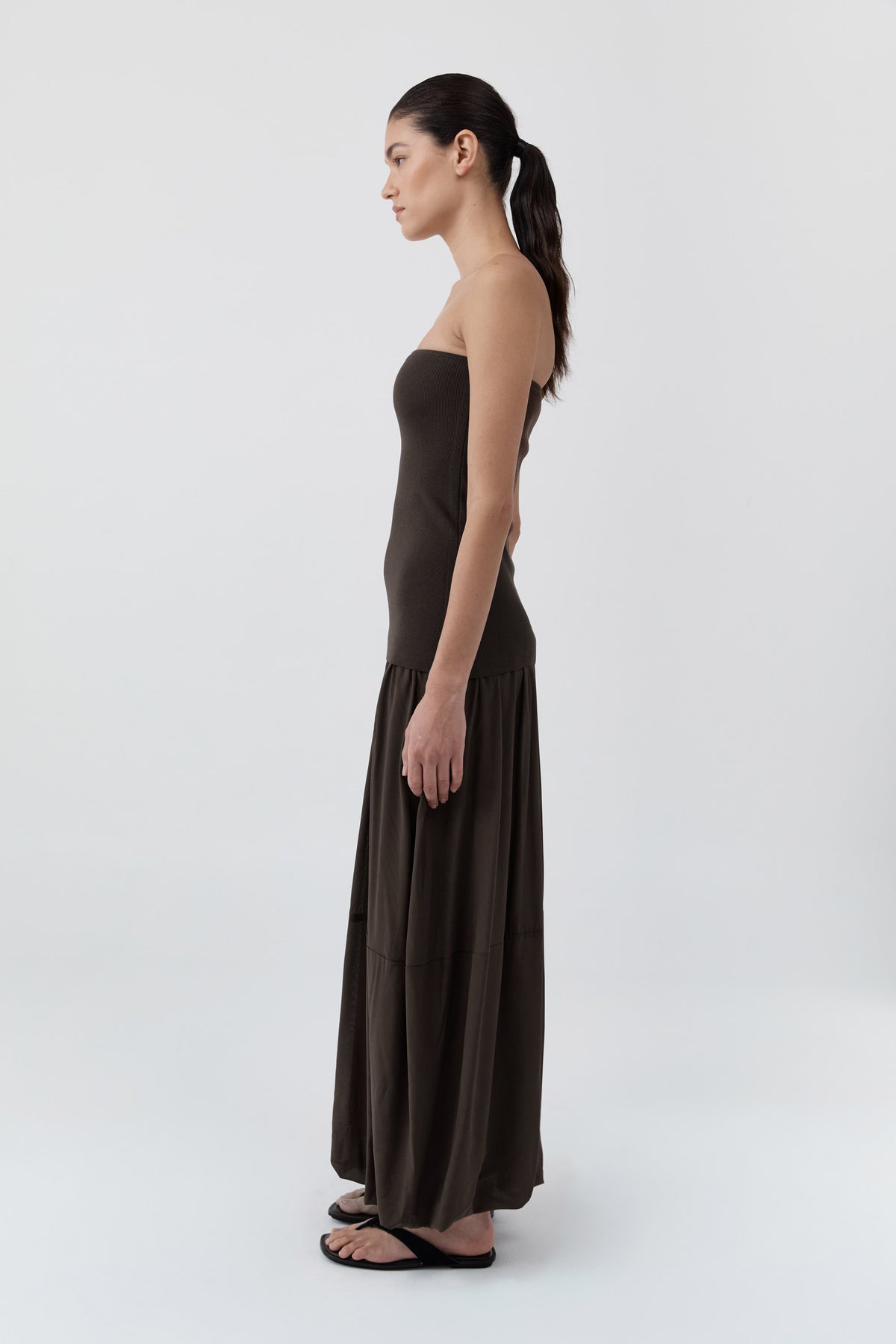 St Agni | Strapless Balloon Hem Dress - Cedar