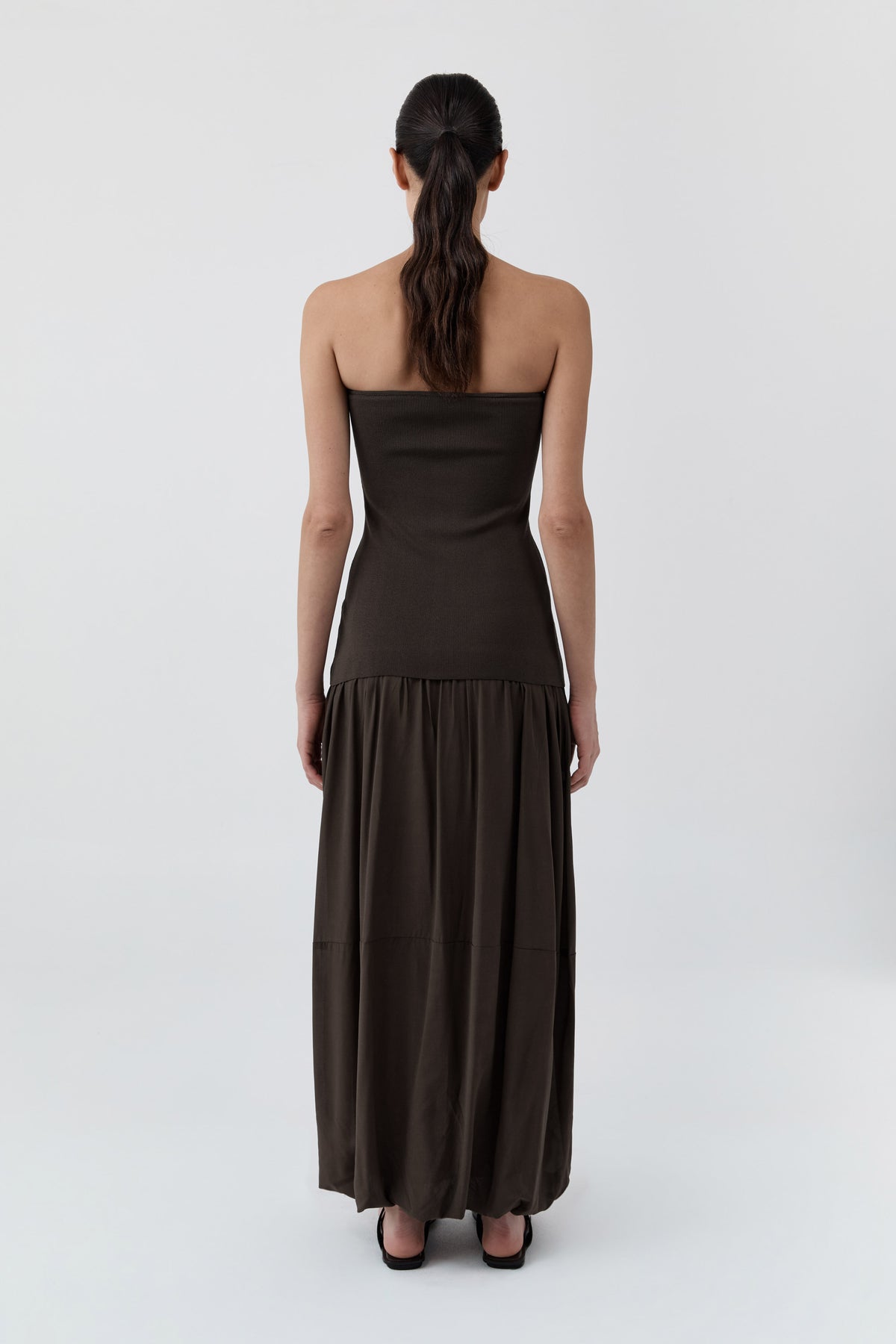 St Agni | Strapless Balloon Hem Dress - Cedar