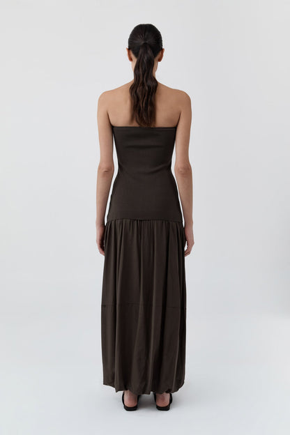 St Agni | Strapless Balloon Hem Dress - Cedar