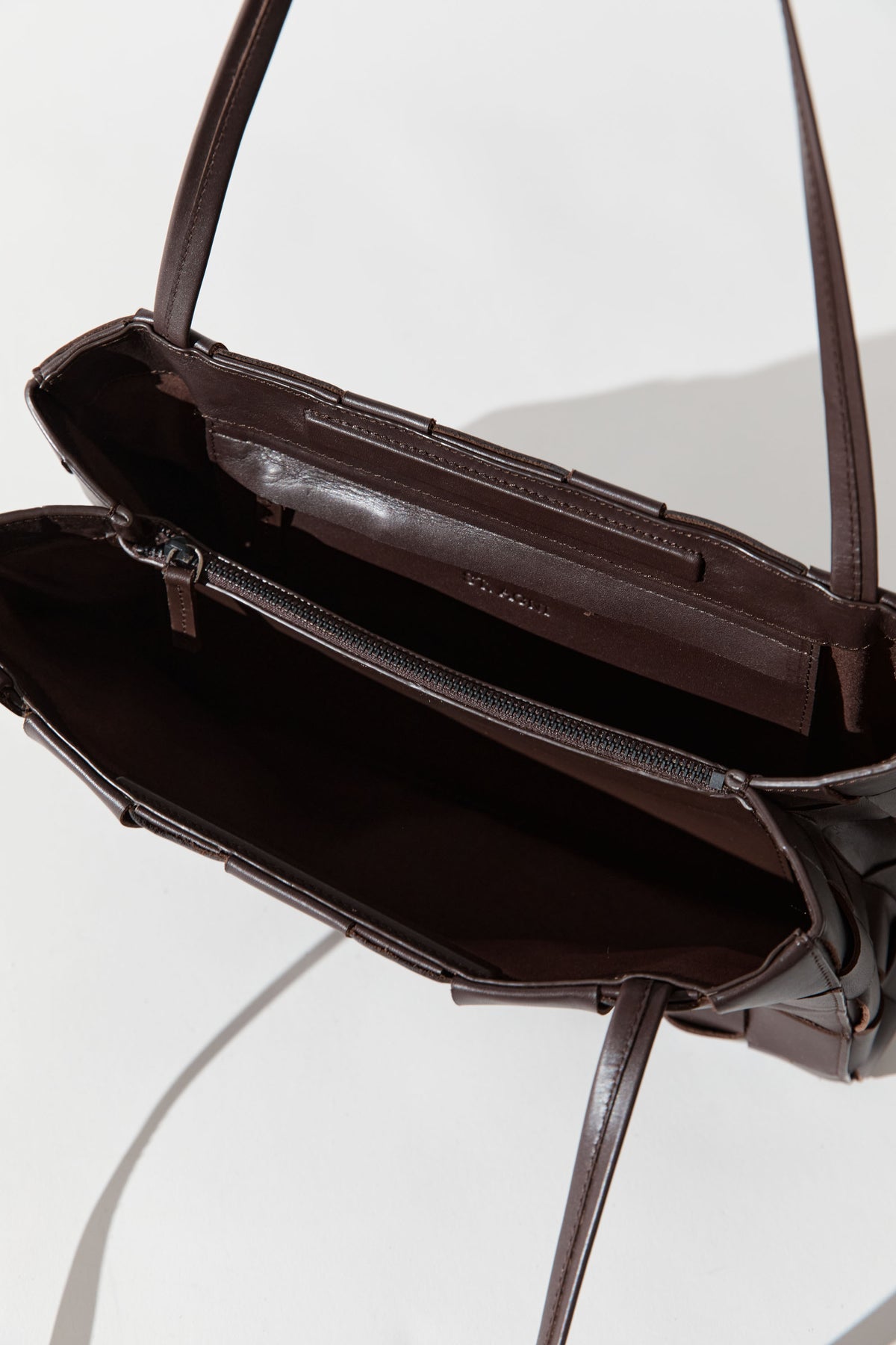 St Agni | Slim Woven Tote - Chocolate