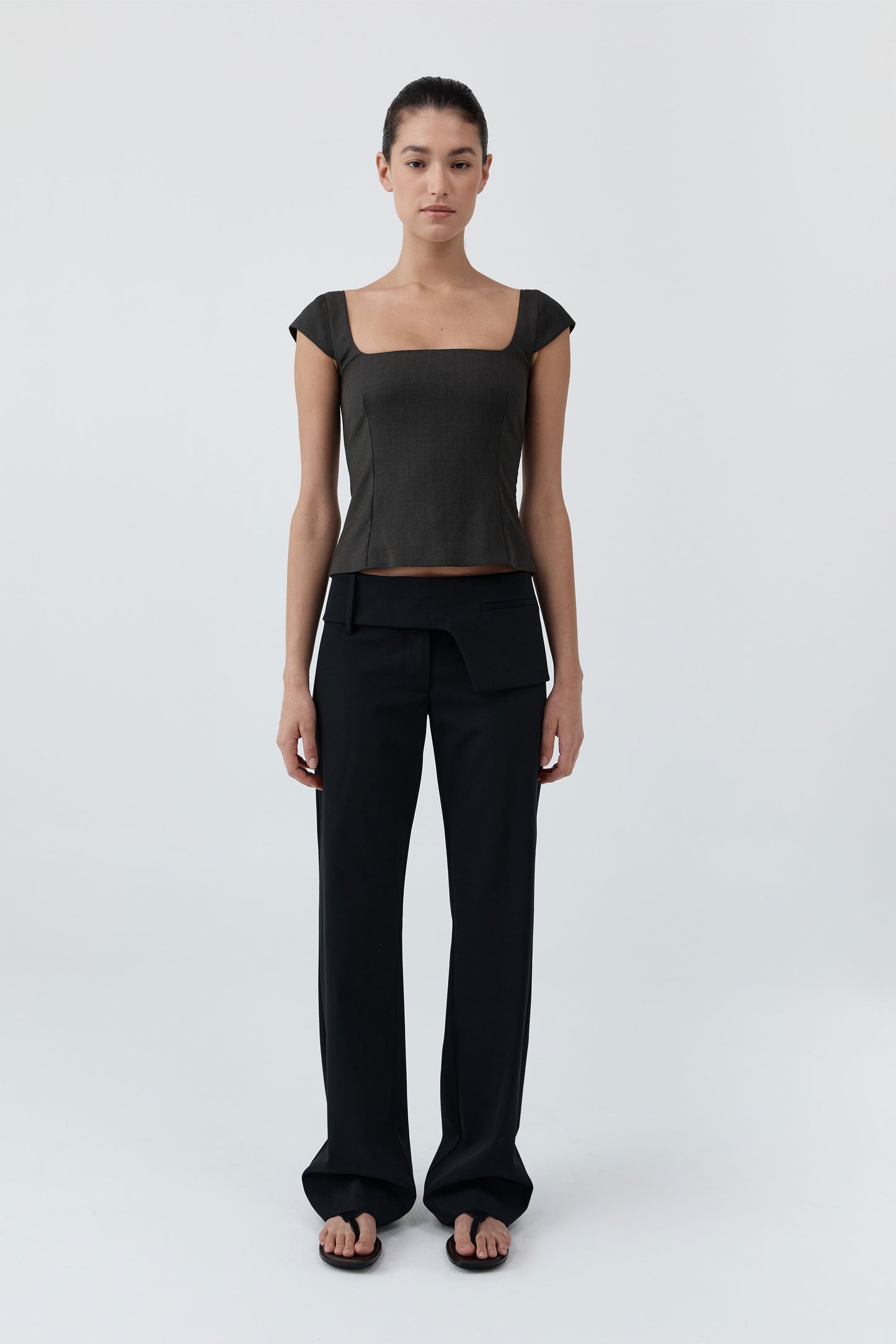 St Agni | Wool Cap Sleeve Top - Umber