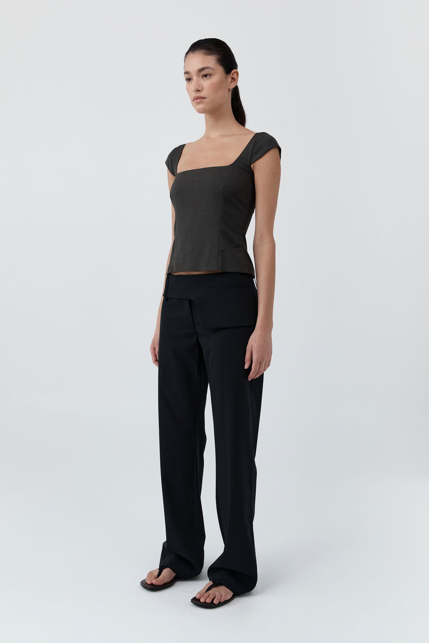 St Agni | Wool Cap Sleeve Top - Umber