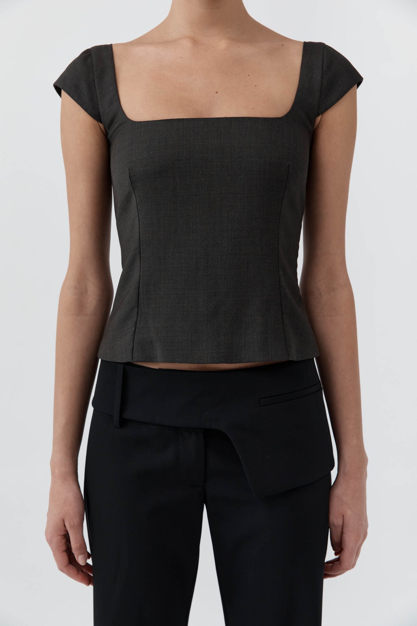 St Agni | Wool Cap Sleeve Top - Umber