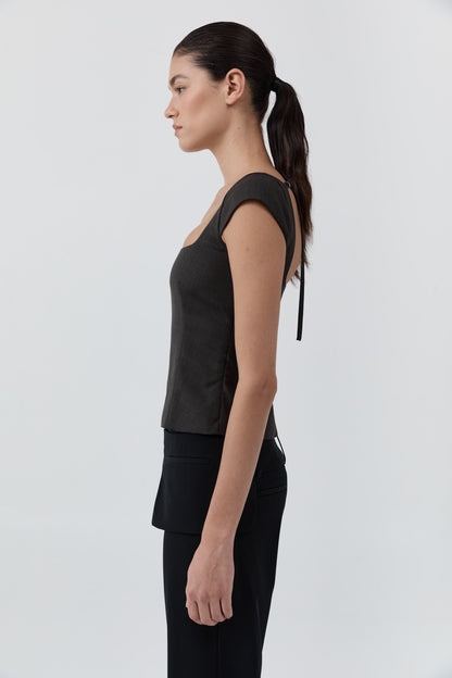 St Agni | Wool Cap Sleeve Top - Umber