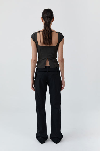 St Agni | Wool Cap Sleeve Top - Umber