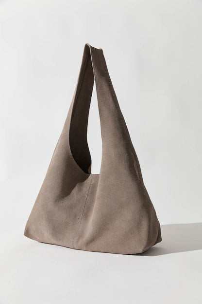 St Agni | Suede Soft Bag - Pebble