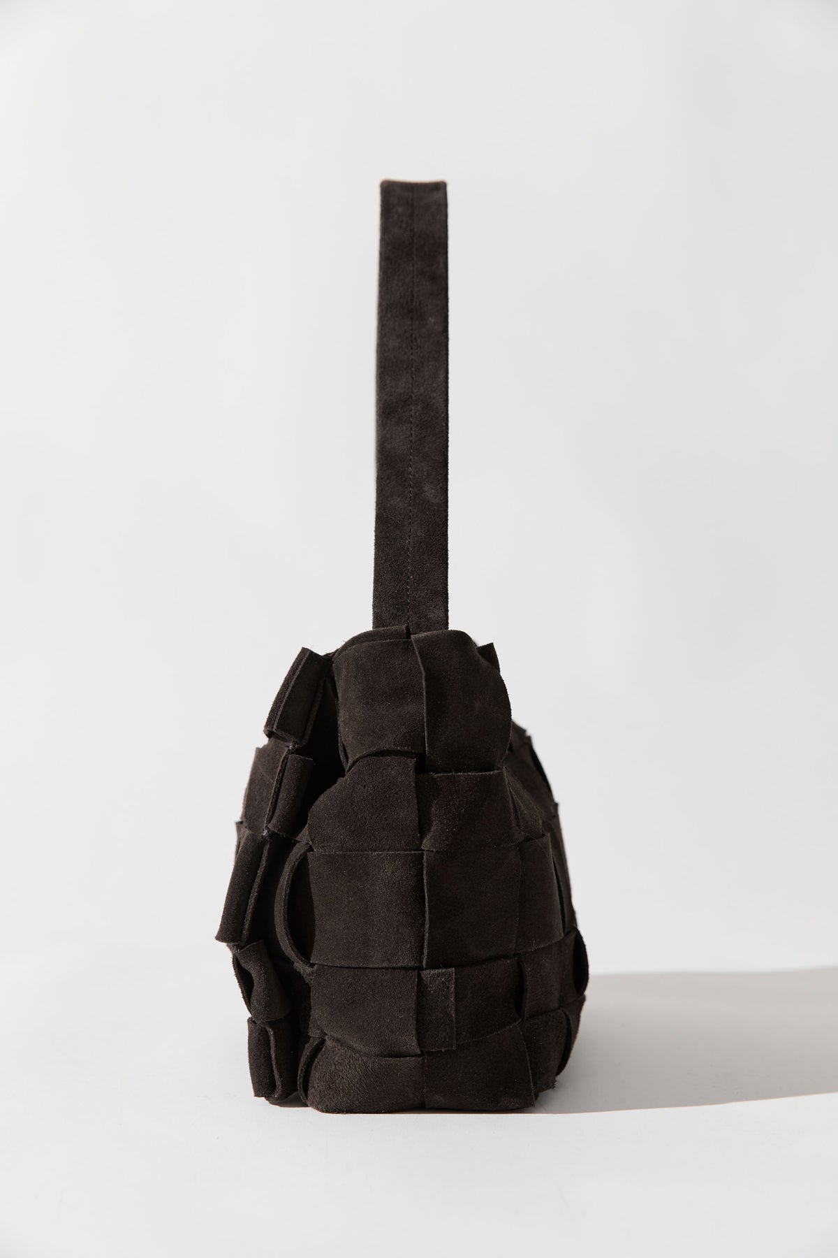 St Agni | Suede Woven Envelope Mini Tote - Coffee