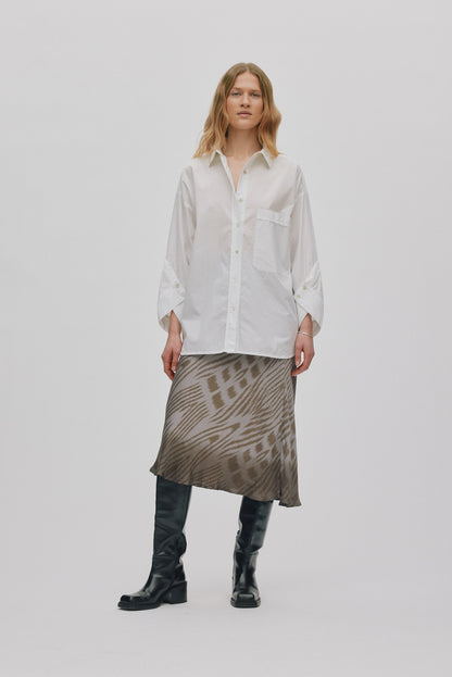 Rabens Saloner | Poplin Twist Cuff OS Shirt - White