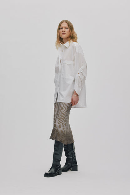 Rabens Saloner | Poplin Twist Cuff OS Shirt - White