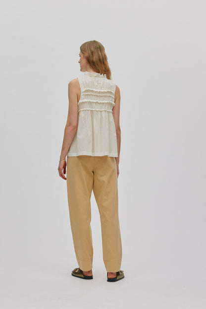Rabens Saloner | Voile Frill Halter Top - Chalk