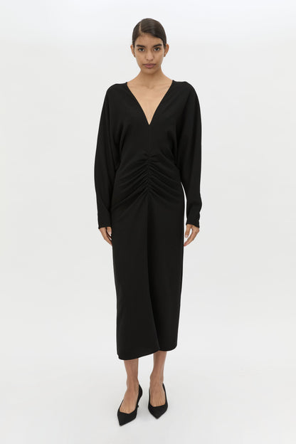 Camilla & Marc | Dune Draped Waist Midi Dress - Black
