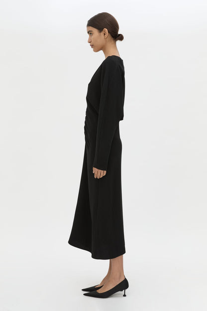 Camilla & Marc | Dune Draped Waist Midi Dress - Black