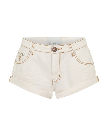 One Teaspoon | Bandits Low Denim Shorts - White Beauty