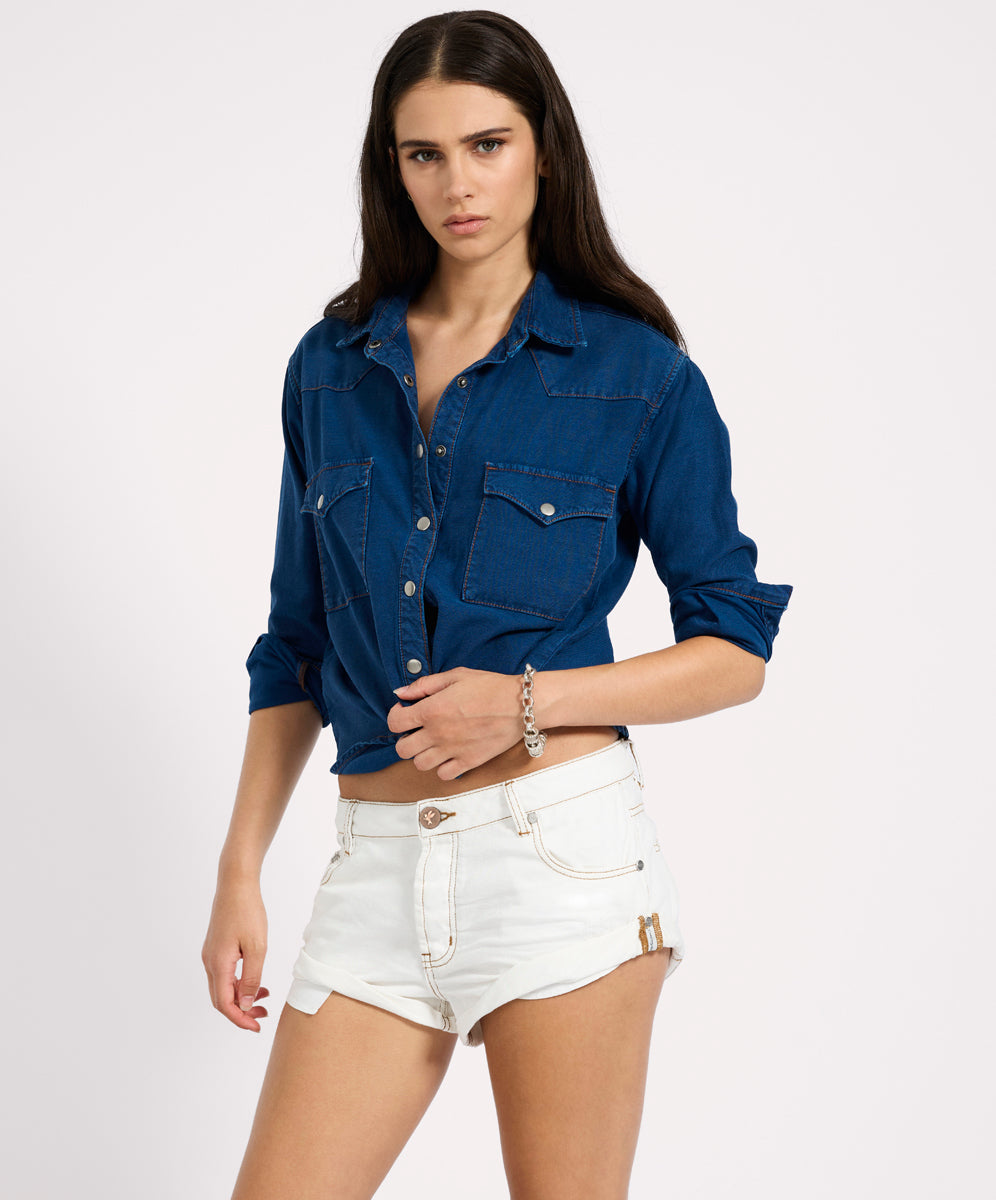 One Teaspoon | Bandits Low Denim Shorts - White Beauty